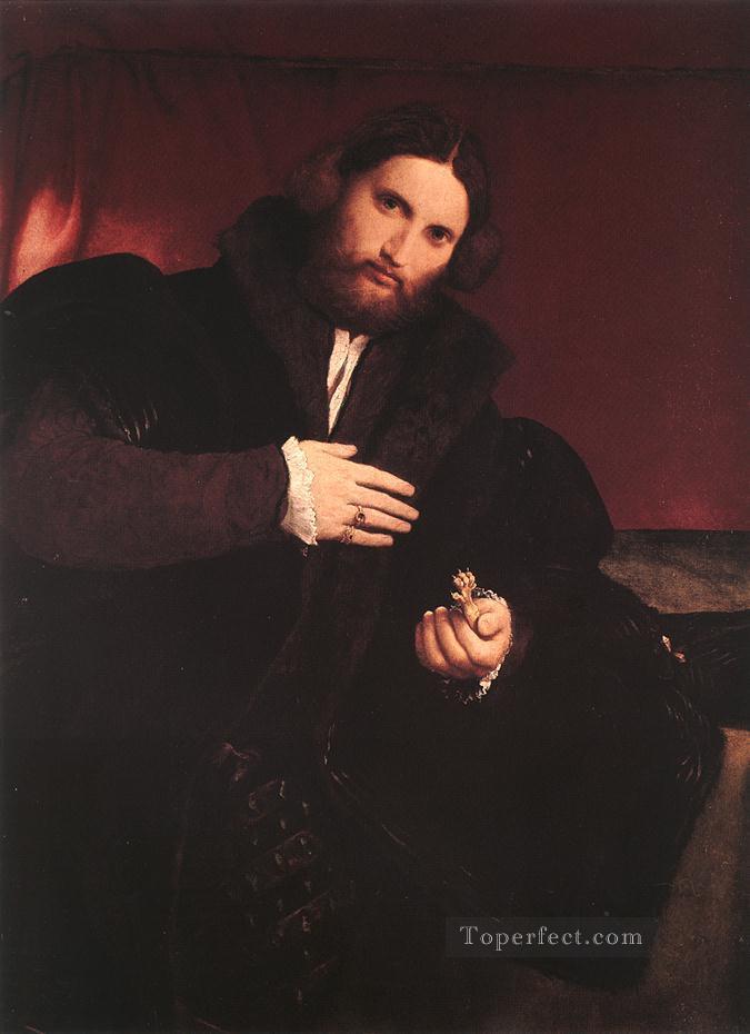 黄金の手を持つ男 1527年 ルネッサンス ロレンツォ・ロット油絵